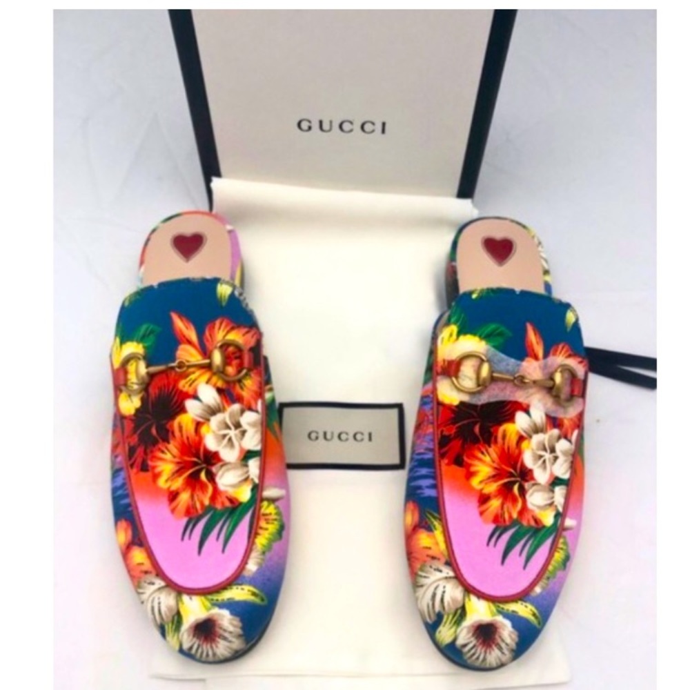 Gucci multicolored Princetown Hawaiian Loafers